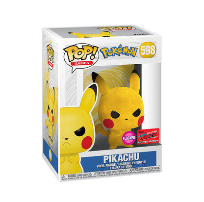 Funko Pop! Games: Pokemon - Pikachu (Angry/Grumpy - Flocked) #598 [2020 Convention Exclusive]