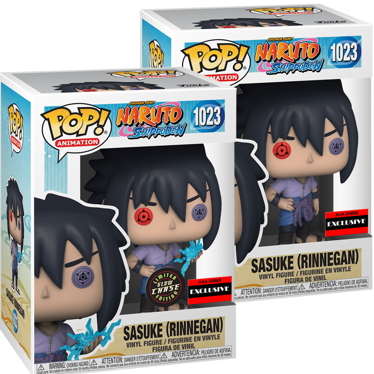 **Chase & Common Bundle** Funko Pop! Anime: Naruto - Sasuke (Rinnegan) #1023 [AAA Anime Exclusive]