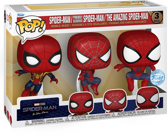 FUNKO POP! MARVEL - SPIDER-MAN: NO WAY HOME - [3PK] SPIDER-MAN, FRIENDLY NEIGHBOURHOOD SPIDER-MAN, THE AMAZING SPIDER-MAN **AMAZON EXCLUSIVE**
