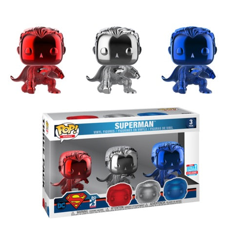 Funko Pop! Heroes: Superman Chrome 3 Pack Fall Convention Exclusive