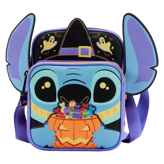 LOUNGEFLY DISNEY LILO & STITCH STITCH HALLOWEEN CANDY PASSPORT BAG