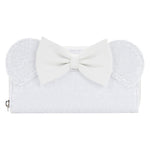 LOUNGEFLY DISNEY MINNIE MOUSE SEQUIN WEDDING WALLET / ZIP PURSE NWT WHITE