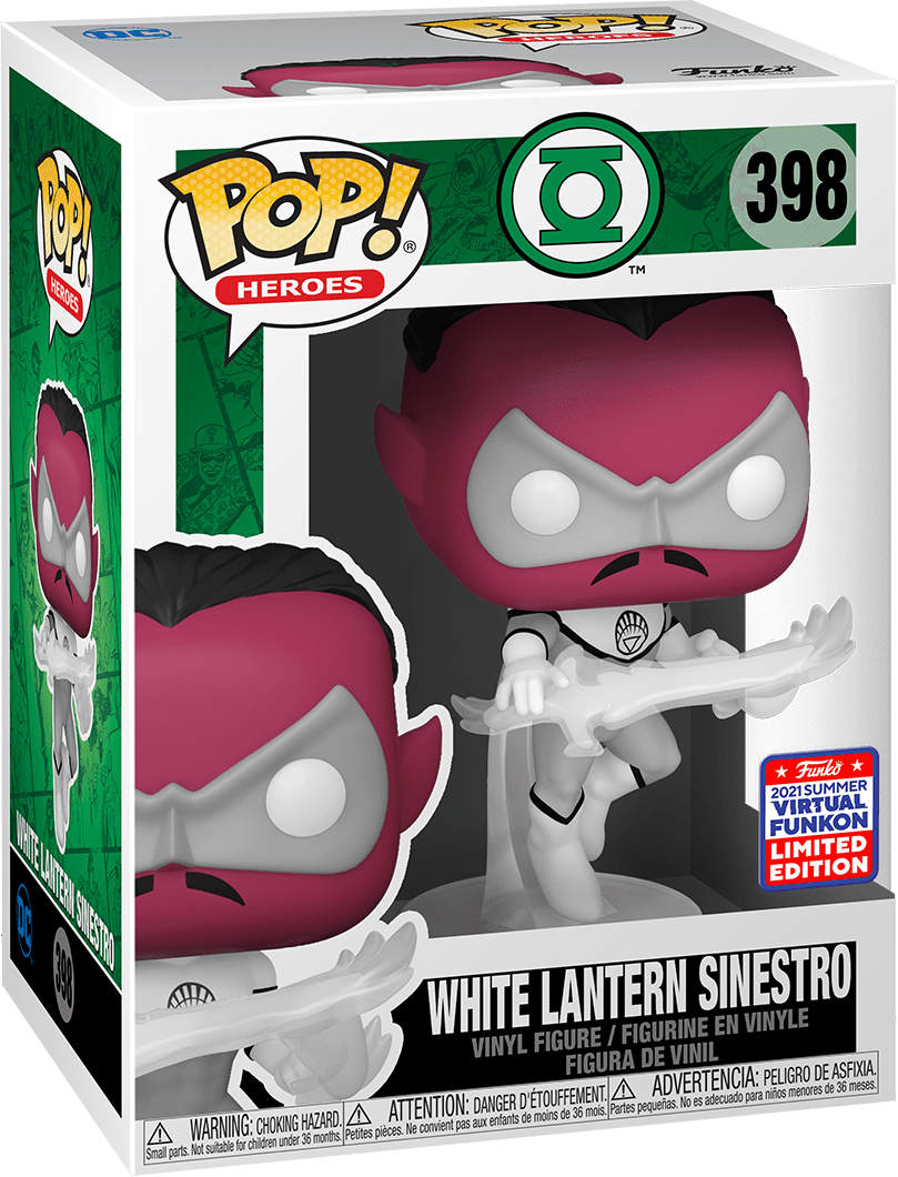FUNKO POP! HEROES [DC]: GREEN LANTERN - WHITE LANTERN SINESTRO **2021 VIRTUAL FUNKON EXCLUSIVE** #398