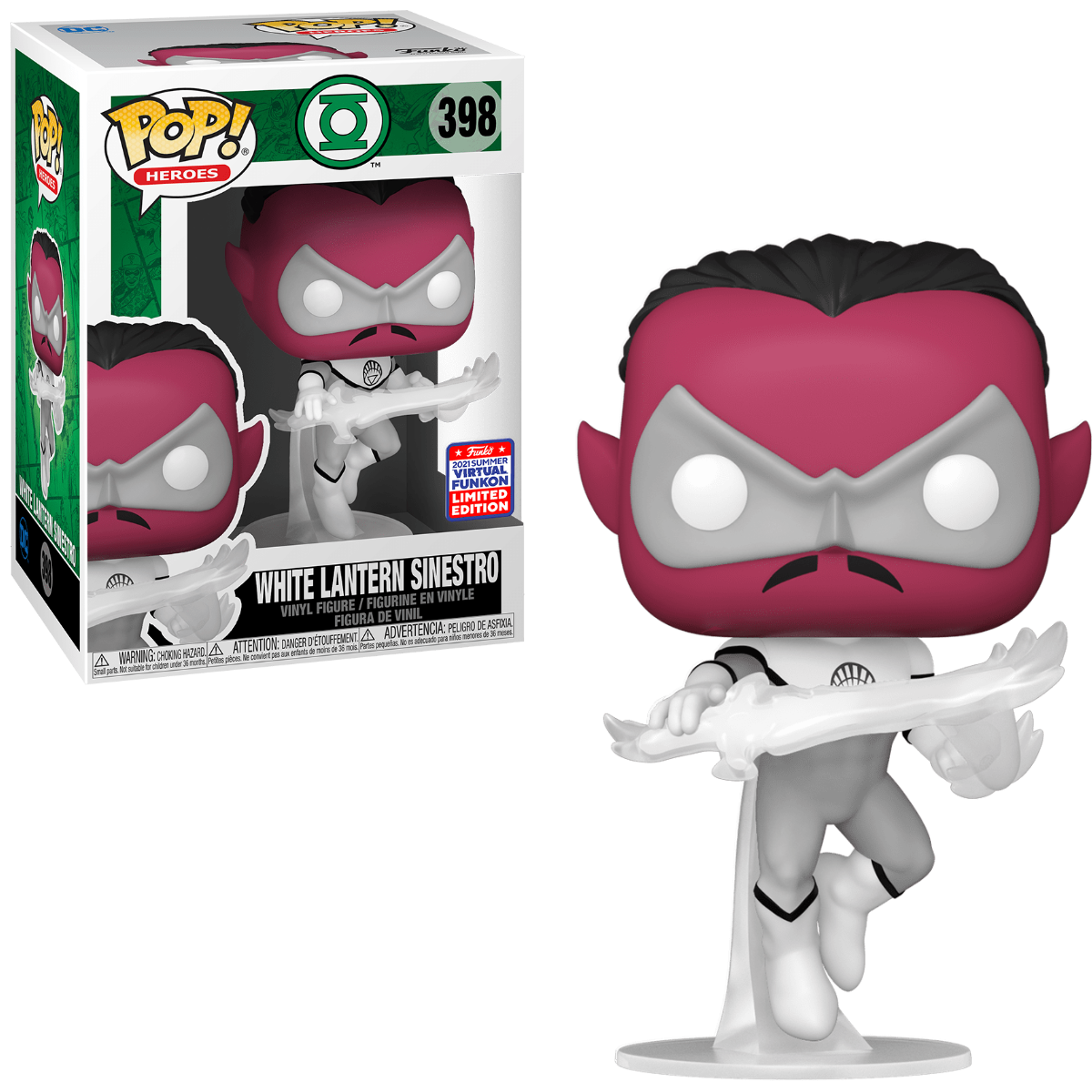 FUNKO POP! HEROES [DC]: GREEN LANTERN - WHITE LANTERN SINESTRO **2021 VIRTUAL FUNKON EXCLUSIVE** #398