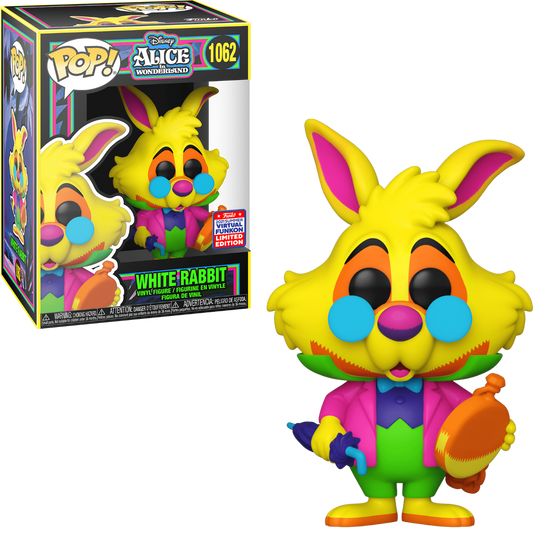 FUNKO POP! DISNEY: ALICE IN WONDERLAND [70TH ANNIVERSARY] - WHITE RABBIT [BLACK LIGHT GLOW] **2021 VIRTUAL FUNKON EXCLUSIVE** #1062