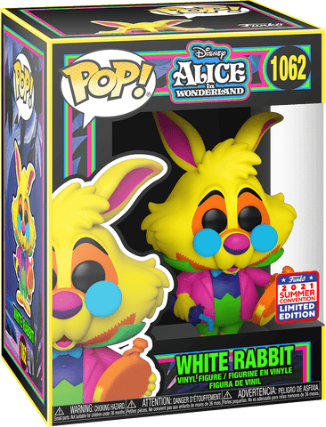 FUNKO POP! DISNEY: ALICE IN WONDERLAND [70TH ANNIVERSARY] - WHITE RABBIT [BLACK LIGHT GLOW] **2021 VIRTUAL FUNKON EXCLUSIVE** #1062
