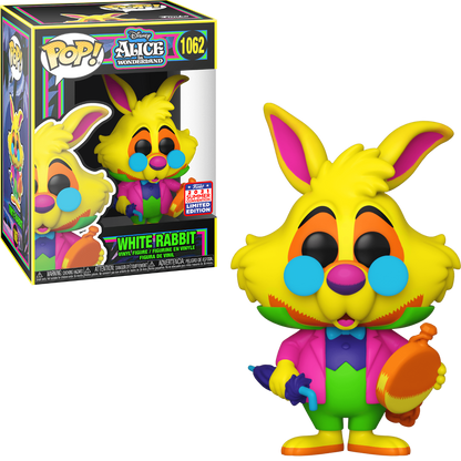FUNKO POP! DISNEY: ALICE IN WONDERLAND [70TH ANNIVERSARY] - WHITE RABBIT [BLACK LIGHT GLOW] **2021 VIRTUAL FUNKON EXCLUSIVE** #1062