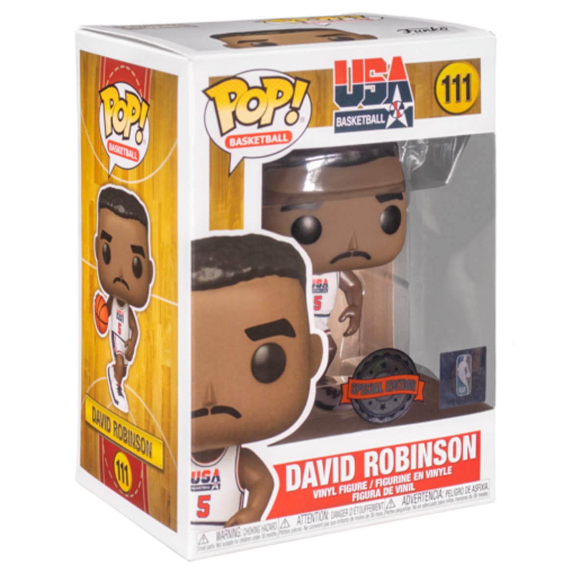 Funko Pop! Sports: NBA - David Robinson (1992 USA Basetball - White Jersey) #111