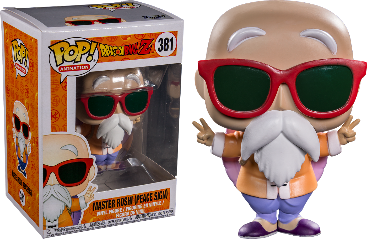 FUNKO POP! ANIMATION: DRAGON BALL Z [DBZ] - MASTER ROSHI [PEACE SIGN] #381
