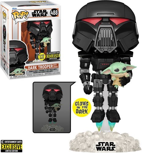 Star Wars The Mandalorian Dark Trooper with Grogu Glow in the dark *EE Exclusive*