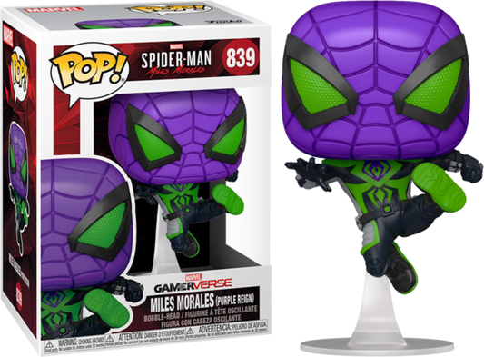 Funko Pop! Marvel Spider-Man Miles Morales Game Metallic Purple Reign #839