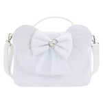 LOUNGEFLY DISNEY MINNIE MOUSE SEQUIN WEDDING CROSSBODY NWT WHITE