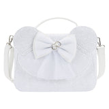 LOUNGEFLY DISNEY MINNIE MOUSE SEQUIN WEDDING CROSSBODY NWT WHITE