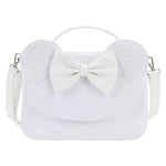 LOUNGEFLY DISNEY MINNIE MOUSE SEQUIN WEDDING CROSSBODY NWT WHITE