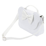 LOUNGEFLY DISNEY MINNIE MOUSE SEQUIN WEDDING CROSSBODY NWT WHITE