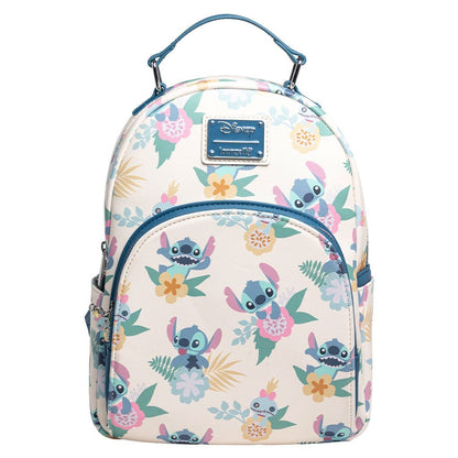 EXCLUSIVE LOUNGEFLY DISNEY LILO & STITCH HAWAIIAN FLOWERS STITCH AND SCRUMP ALLOVER COSPLAY MINI BACKPACK