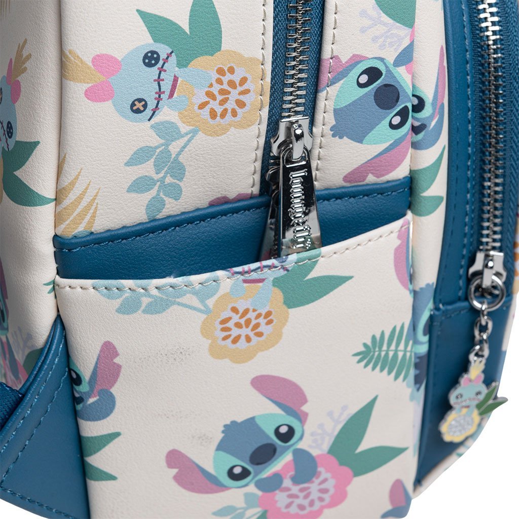 EXCLUSIVE LOUNGEFLY DISNEY LILO & STITCH HAWAIIAN FLOWERS STITCH AND SCRUMP ALLOVER COSPLAY MINI BACKPACK