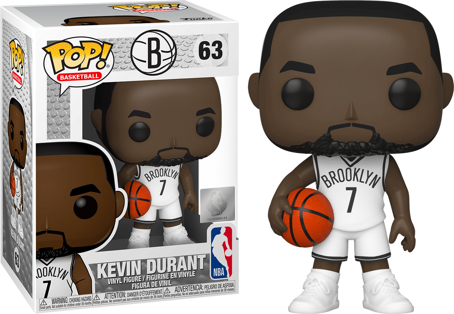 FUNKO POP! BASKETBALL [NBA]: BROOKLYN NETS - KEVIN DURANT [WHITE HOME JERSEY] #63