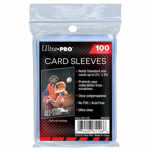 Ultra Pro 100 Pcs Soft Card Sleeves, 2 5/8 x 3 5/8-Inches